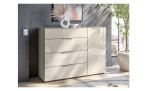 Kommode Saverne 3 in der Farbe Kaschmir mit Glas, 1 Tür und 4 Schubkästen, Ansicht im Milieu