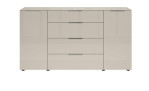 Kommode Saverne 1 in der Farbe Kaschmir mit Glas, 2 Türen und 4 Schubkästen, Draufsicht