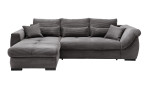 Wohnlandschaft Folkestone mit grauem Cord-Stoff bezogen, Ottomane links, mit 8 Kissen