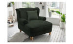 Loveseat-Sessel Bordeaux in der Farbe moosgrün, in einem Raum stehend