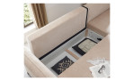 Ecksofa Hereford mit Stoff-Bezug in der Farbe Kaschmir Detailansicht Bettkasten