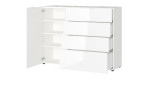 Sideboard Owingen in weiß mit Glasauflagen, Ansicht mit offener Tür 