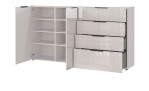 Sideboard Owingen in Kaschmir/Glas mit 4 Schublade und 2 Türen, Ansicht mit offenen Türen
