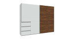 Schwebetürenschrank Willi in der Farbkombi Secret Grey / Bakersfield Walnut, Schräkansicht