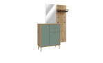 Garderobe Winston, in der Farbkombi. Mauvella oak / salbeigrün, Schrägansicht