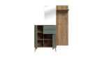 Garderobe Winston, in der Farbkombi. Mauvella oak / salbeigrün, Frontansicht mit offenen Türen