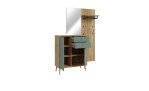 Garderobe Winston, in der Farbkombi. Mauvella oak / salbeigrün, Schrägansicht mit offenen Türen