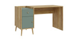 Schrebtisch Winston in der Farbkombi. Mauvella oak / Salbeigrün, Schrägansicht