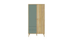 Kleiderschrank Winston in der Farbkombi Mauvella oak / Salbeigrün, Frontansicht