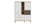 Highboard Waldeck in Weiß mit Holzabsetzung, Frontansicht