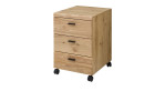 Rollcontainer Glenn mit Rollen, Altesche Massiv mit Korpus in Old Artisan Oak Nachbildung, Schrägansicht