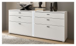 Sideboard Leander in weiß mit Tiefziehfronten inkl. senkrechter Beleuchtung, Ansicht im Milieu