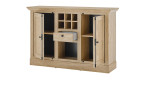 Sideboard Cabrera in Gold Harbour Oak mit schwarzer Rückwand, Ansicht mit offenen Elementen