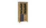 Vitrine Yola in der Farbe Eiche Dekor mit Applikationen in Fresco matt