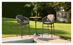 Bartisch Cliff mit runder Platte aus gesintertem Stein, Gestell Aluminium, Ansicht Milieu