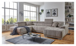 Komfort-Wohnlandschaft För in einem Cordbezugstoff in Taupe. Mit gezeigter Kopfteilverstellung
