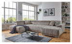 Komfort-Wohnlandschaft För in einem Cordbezugstoff in Taupe. Mit gezeigtem Sitzvorzug