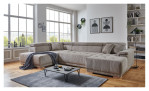 Komfort-Wohnlandschaft För in einem Cordbezugstoff in Taupe. Mit gezeigtem Sitzvorzug