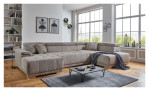 Komfort-Wohnlandschaft För in einem Cordbezugstoff in Taupe. Mit gezeigtem Sitzvorzug