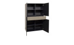 Highboard Couleur in der Farbe Kaschmir ohne Füße, mit geöffneten Türen, Schrägansicht 