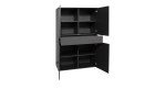 Highboard Couleur in der Farbe Anthrazit ohne Füße, mit geöffneten Türen, Schrägansicht 