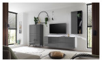 Highboard Couleur in der Farbe Anthrazit ohne Füße im Wohnzimmer mit anderen Möbeln der Serie
