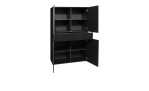 Highboard Couleur in der Farbe Schwarz ohne Füße, mit geöffneten Türen, Schrägansicht 