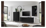 Highboard Couleur in der Farbe Schwarz ohne Füße im Wohnzimmer mit anderen Möbeln der Serie