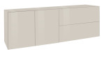 Lowboard Couleur in der Farbe Kaschmir, Türen links montiert, Schublade und Klappe sind rechts, Schrägansicht