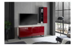 Lowboard Couleur in der Farbe Bordeaux mit Füßen im Wohnzimmer