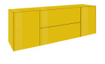Lowboard Couleur in der Farbe Goldgelb, Schrägansicht