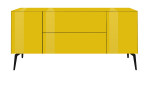 Lowboard Couleur in der Farbe Goldgelb mit Füßen, von vorne