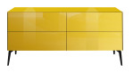 Lowboard Couleur in der Farbe Goldgelb mit Füßen, von vorne