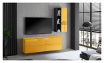 Lowboard Couleur in der Farbe Goldgelb an die Wand montiert im Wohnzimmer