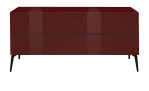 Lowboard Couleur in der Farbe Bordeaux mit Füßen, von vorne