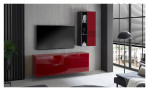 Lowboard Couleur in der Farbe Bordeaux an die Wand montiert im Wohnzimmer