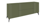 Lowboard Couleur in der Farbe Olivgrün mit Füßen, Schrägansicht