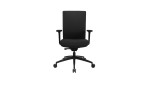 Drehstuhl Office Chair mit Armlehnen, schwarzem Fußkreuz und schwarzem Bezug, Frontalansicht