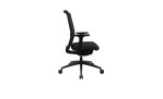 Drehstuhl Office Chair mit Armlehnen, schwarzem Fußkreuz und schwarzem Bezug, Ansicht von der Seite
