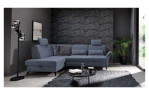 Basis-Ecksofa Westminister in der Farbe Graublau in einem Raum stehend