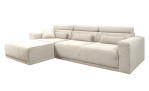 Basis-Wohnlandschaft Carter in der Farbe Creme, Ottoman auf der linken Seite.