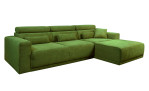 Komfort-Wohnlandschaft Carter in der Farbe Grün, Ottomane auf der rechten Seite.
