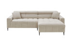 Wohnlandschaft Sally mit Ottomane rechts und einem Cordbezug in der Farbe Taupe