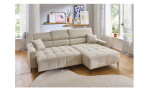 Wohnlandschaft Sally mit Ottomane rechts mit einem Cordbezug in der Farbe Taupe, Milieubild