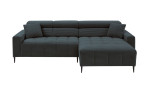 Wohnlandschaft Sally mit Ottomane rechts und einem Cordbezug in der Farbe Anthrazit