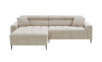 Wohnlandschaft Sally mit Ottomane links und einem Cordbezug in der Farbe Taupe
