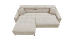 Wohnlandschaft Saly mit Ottomane links und einem Cordbezug in der Farbe Taupe, Detailansicht der Liegefläche