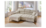 Wohnlandschaft Sally mit Ottomane links und einem Cordbezug in der Farbe Taupe, Milieubild