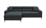 Wohnlandschaft Sandy mit Ottomane links und einem Cordbezug in der Farbe Anthrazit