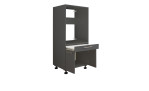 Geräteschrank Laundry in Anthrazit, mit Griffen in Chrom matt. Geöffnete Ansicht